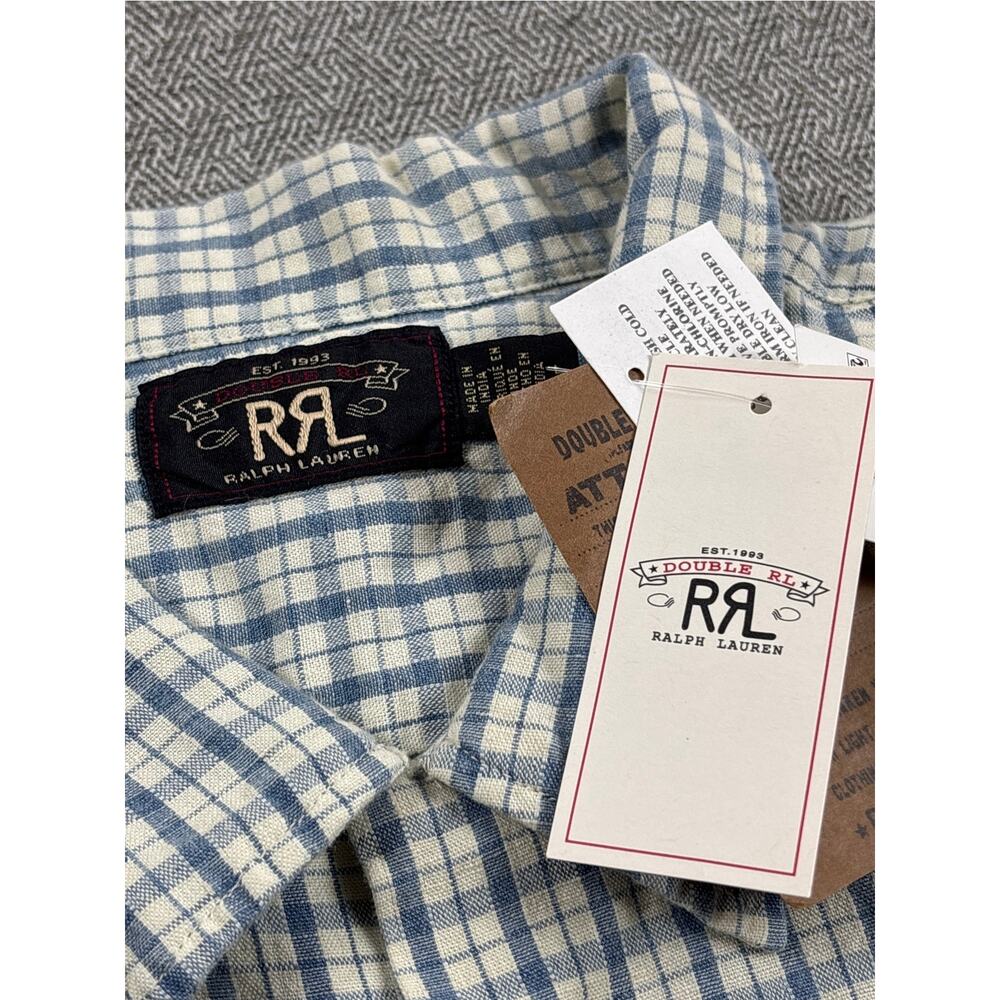 NWT RRL Ralph Lauren Linen Blend Sz LG Button Down Shirt Minimalist Coastal